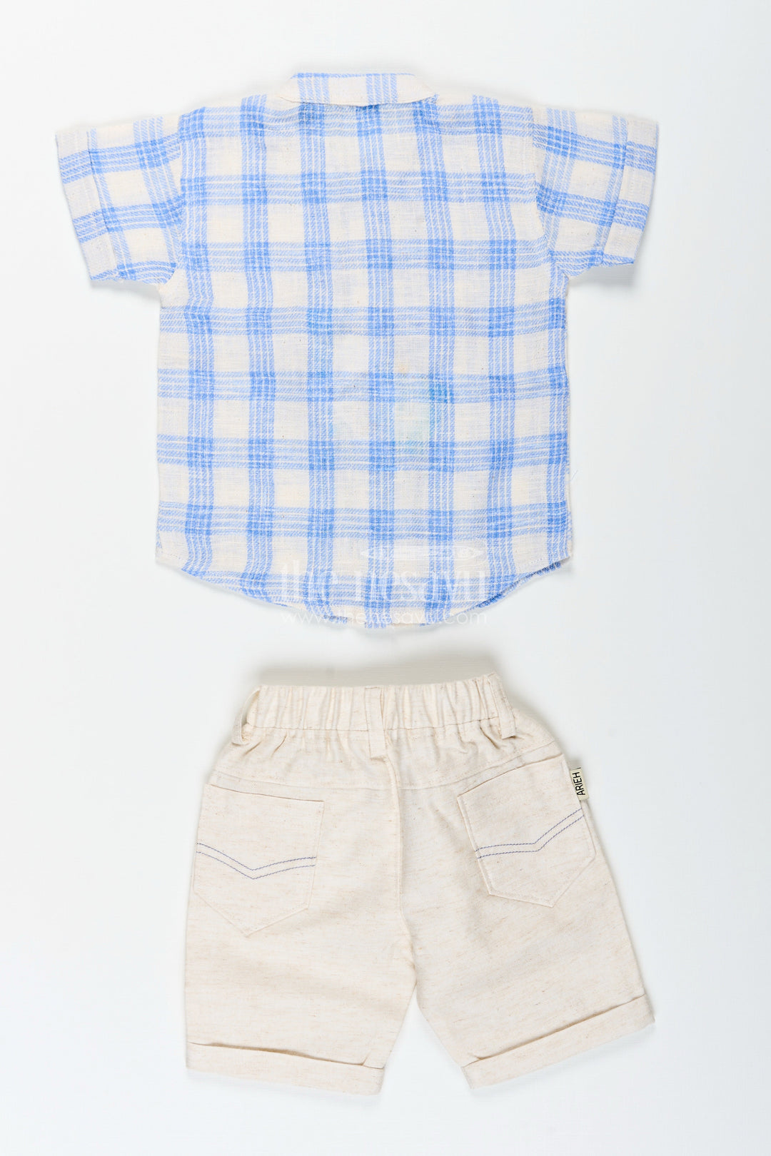 The Nesavu Boys Casual Set Boys Blue Cotton Checks Shirt and Shorts Set for Casual Wear Nesavu Nesavu boys checked cotton set blue cream summer everyday dressing