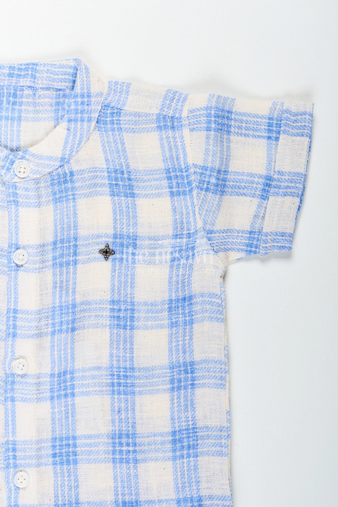 The Nesavu Boys Casual Set Boys Blue Cotton Checks Shirt and Shorts Set for Casual Wear Nesavu Nesavu boys checked cotton set blue cream summer everyday dressing