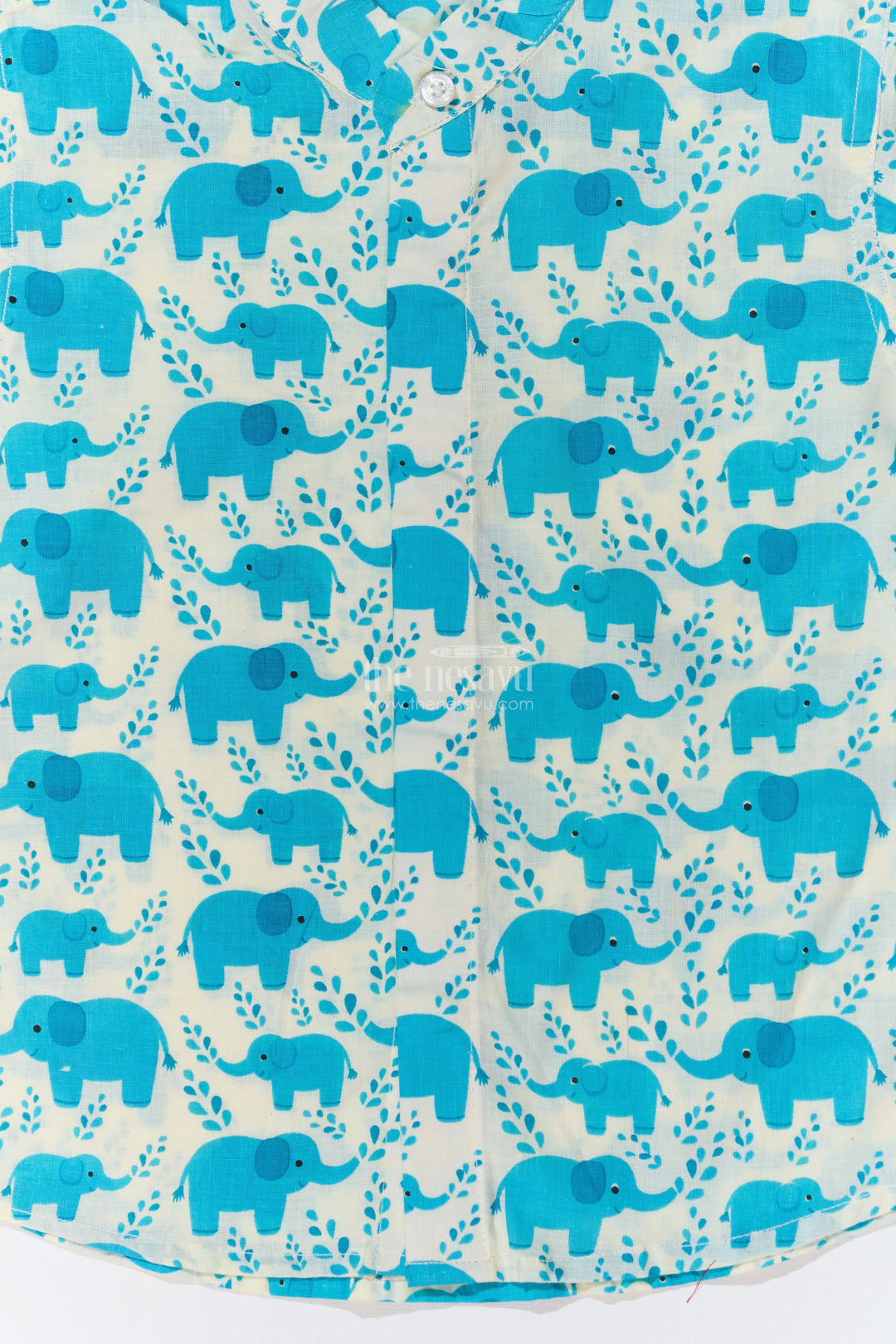 The Nesavu Boys Cotton Shirt Boys Blue Shirt Half Sleeve in Cotton Block Print with Adorable Elephant Motif Nesavu Boys Blue Shirt Half Sleeve Cotton Block Print Elephant Design | The Nesavu