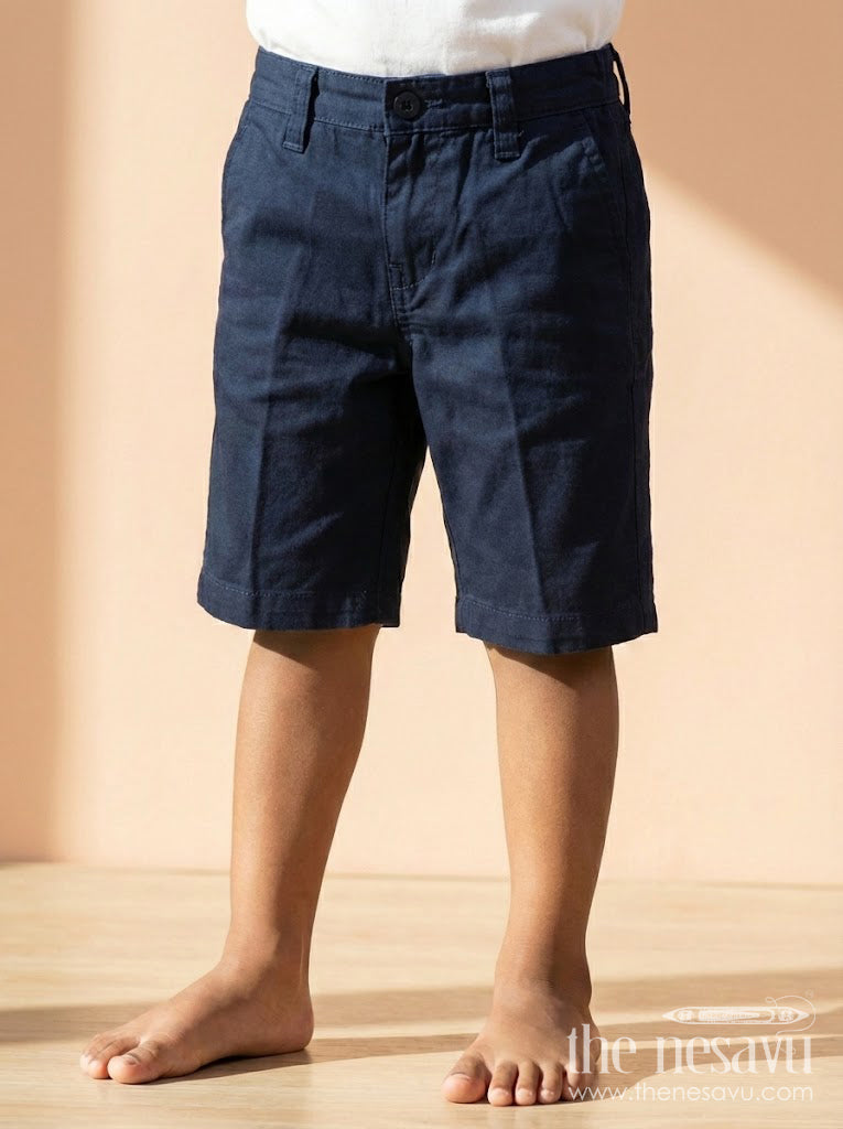 The Nesavu Boys Shorts Boys Blue Shorts Outfit in Cotton Blend with Tailored Silhouette and Everyday Utility Features Nesavu 16 (1Y) / Blue BWS065C-16 Nesavu Boys Cotton Blend Blue Shorts Outfit Structured Fit All Purpose Design