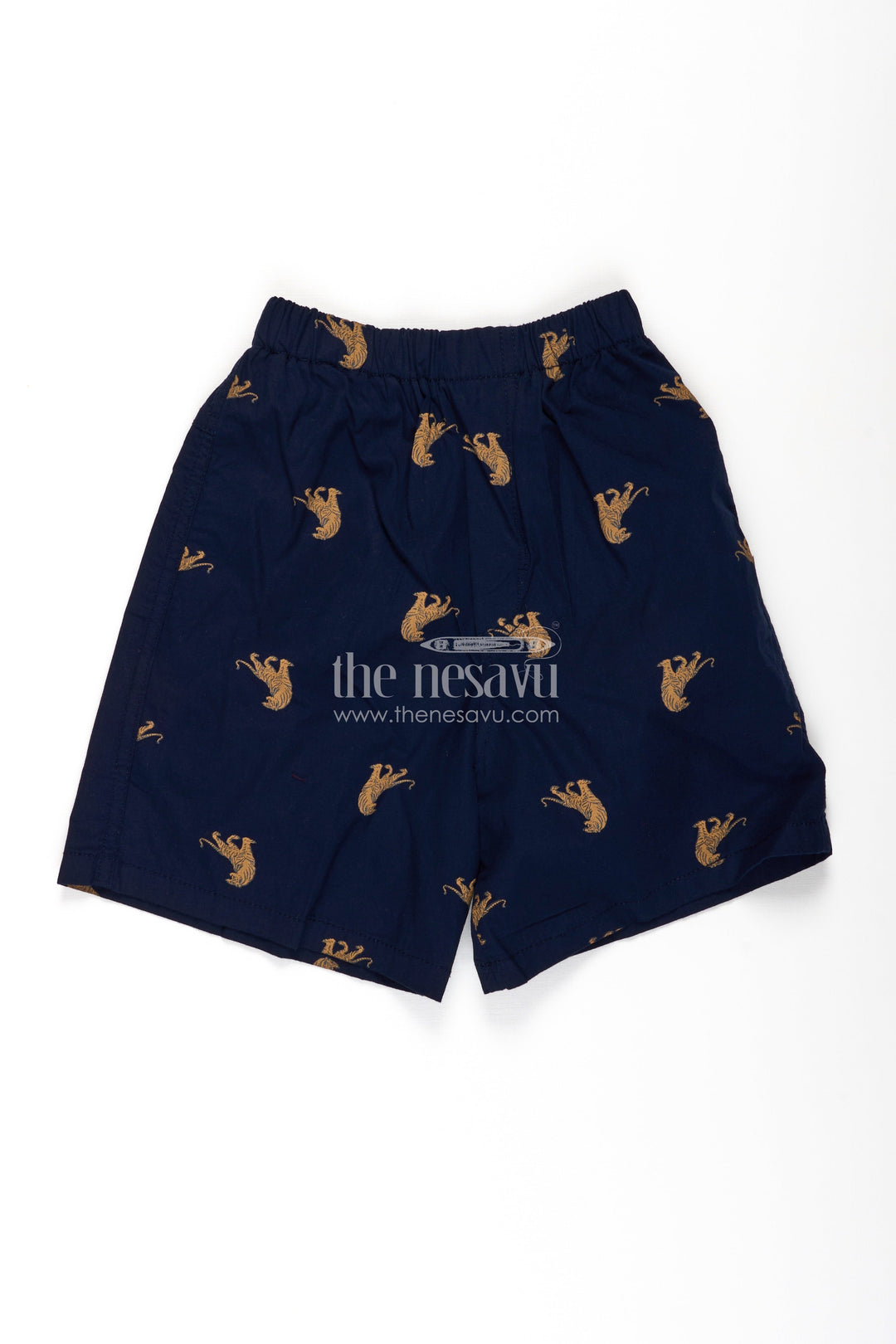The Nesavu Boys Shorts Boys Blue Summer Shorts in Cotton with Camel Digital Print and Comfortable Elastic Waistband Nesavu 18 (2Y) / Blue BWS028A-18 Nesavu Boys Blue Cotton Summer Shorts Camel Digital Print Relaxed Fit Waist