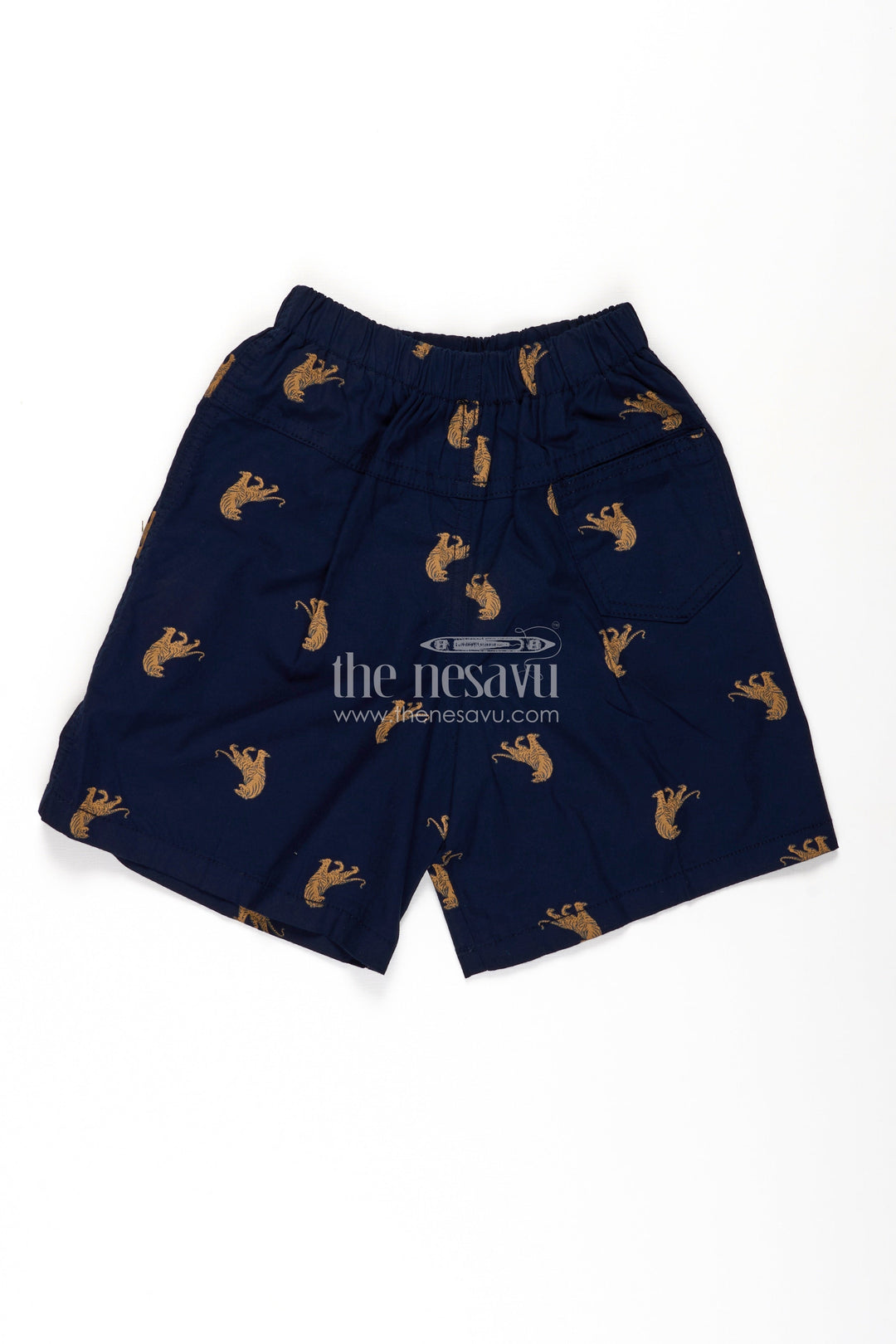 The Nesavu Boys Shorts Boys Blue Summer Shorts in Cotton with Camel Digital Print and Comfortable Elastic Waistband Nesavu Nesavu Boys Blue Cotton Summer Shorts Camel Digital Print Relaxed Fit Waist