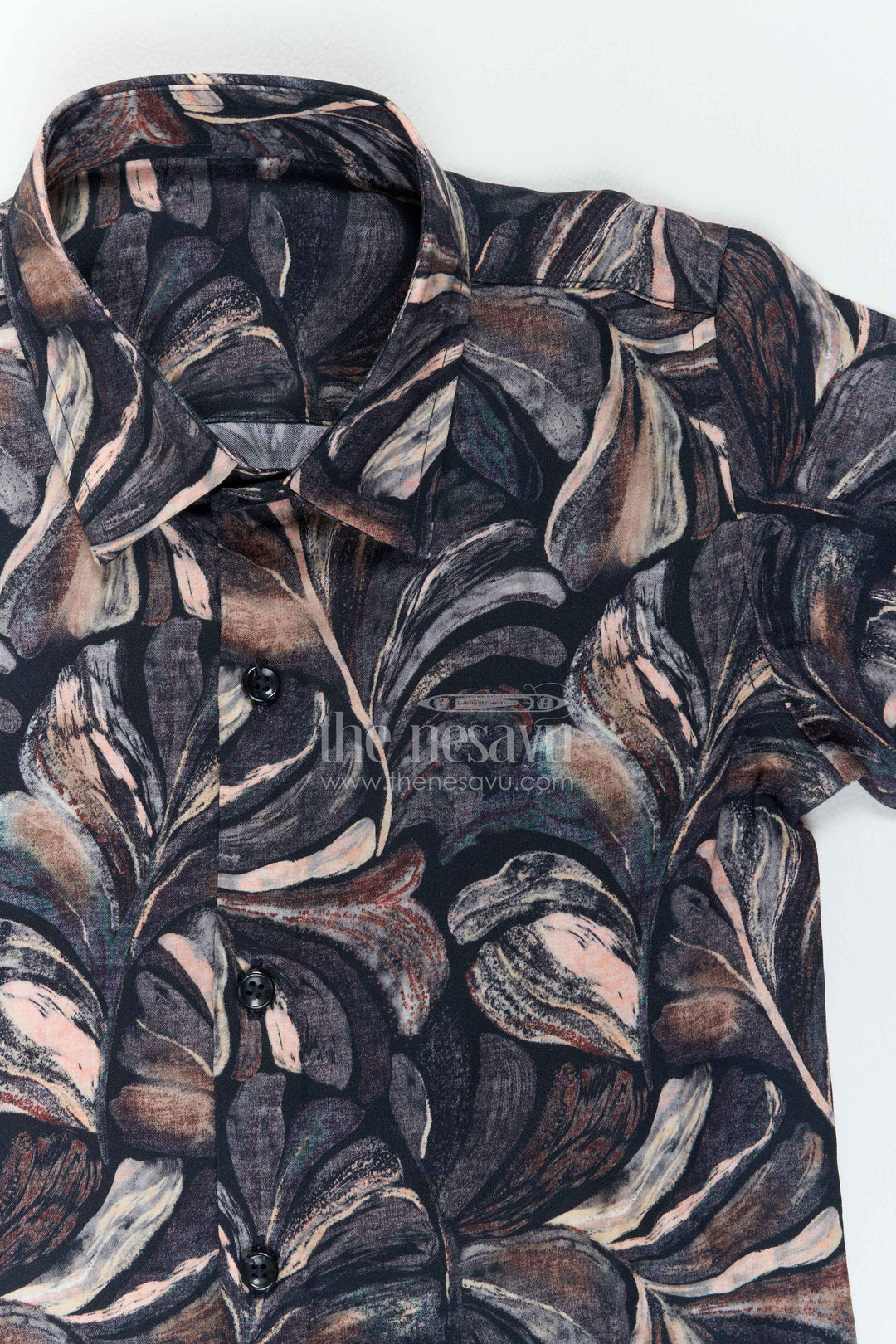 The Nesavu Boys Cotton Shirt Boys Botanical Print Shirt for Parties Family Dinners and Smart Occasions Nesavu Nesavu Boys Botanical Print Shirt For Parties Family Dinners Birthdays And Polished Smart Casual Occasions