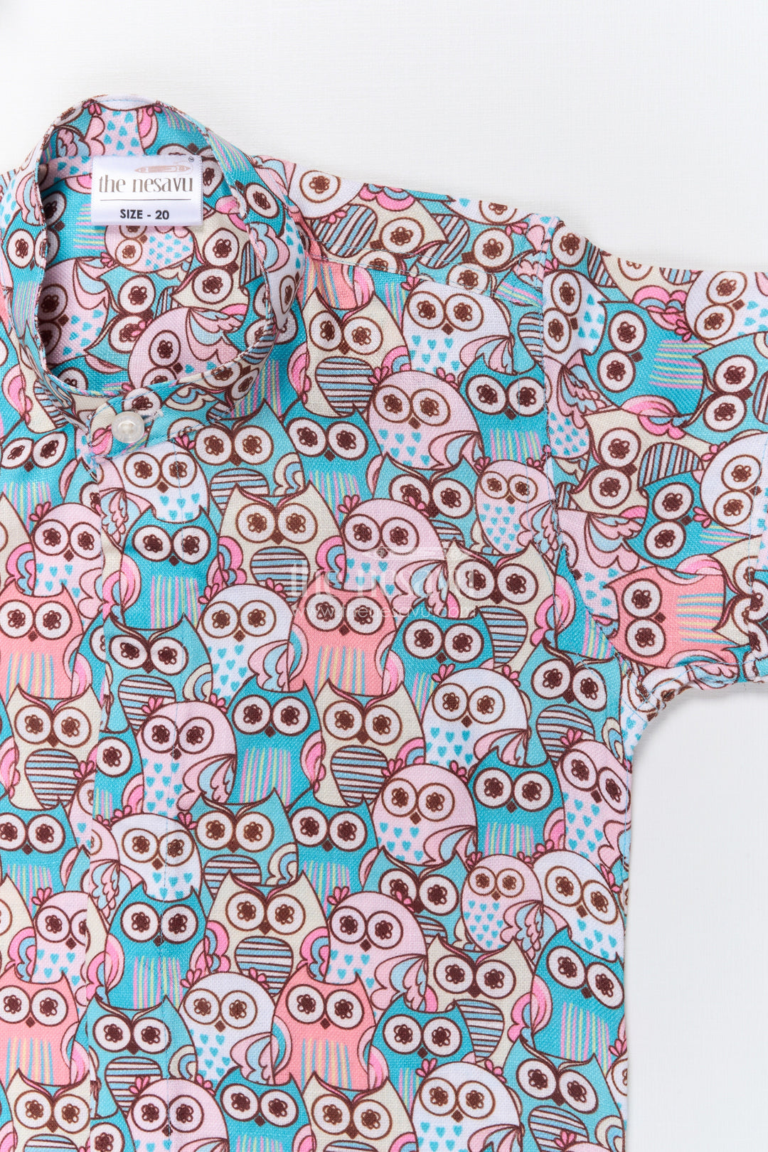 The Nesavu Boys Linen Shirt Boys Cartoon Owl Print Linen Shirt for School and Weekend Wear Nesavu Nesavu boys owl print linen shirt school casuals fun outings birthday get-togethers