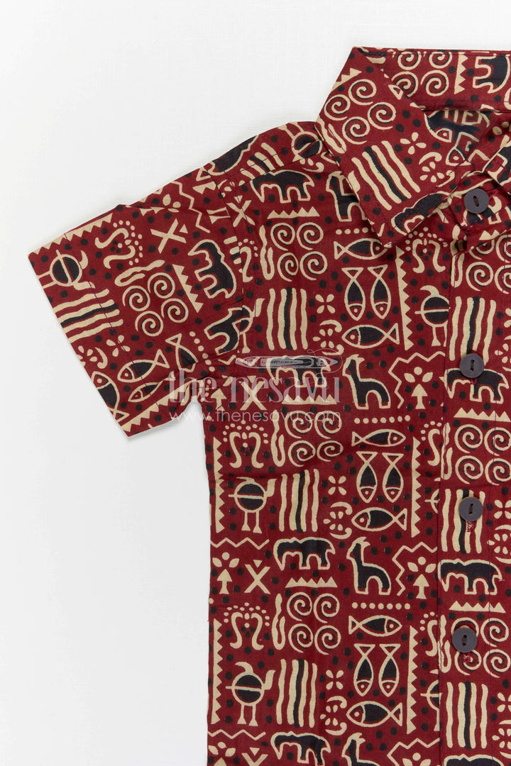 The Nesavu Boys Casual Set Boys Casual Co Ord Set for Playtime and Summer Days Nesavu Nesavu Boys Casual Cotton Co Ord Set For Playtime With Digital Print Shirt And Comfortable Shorts