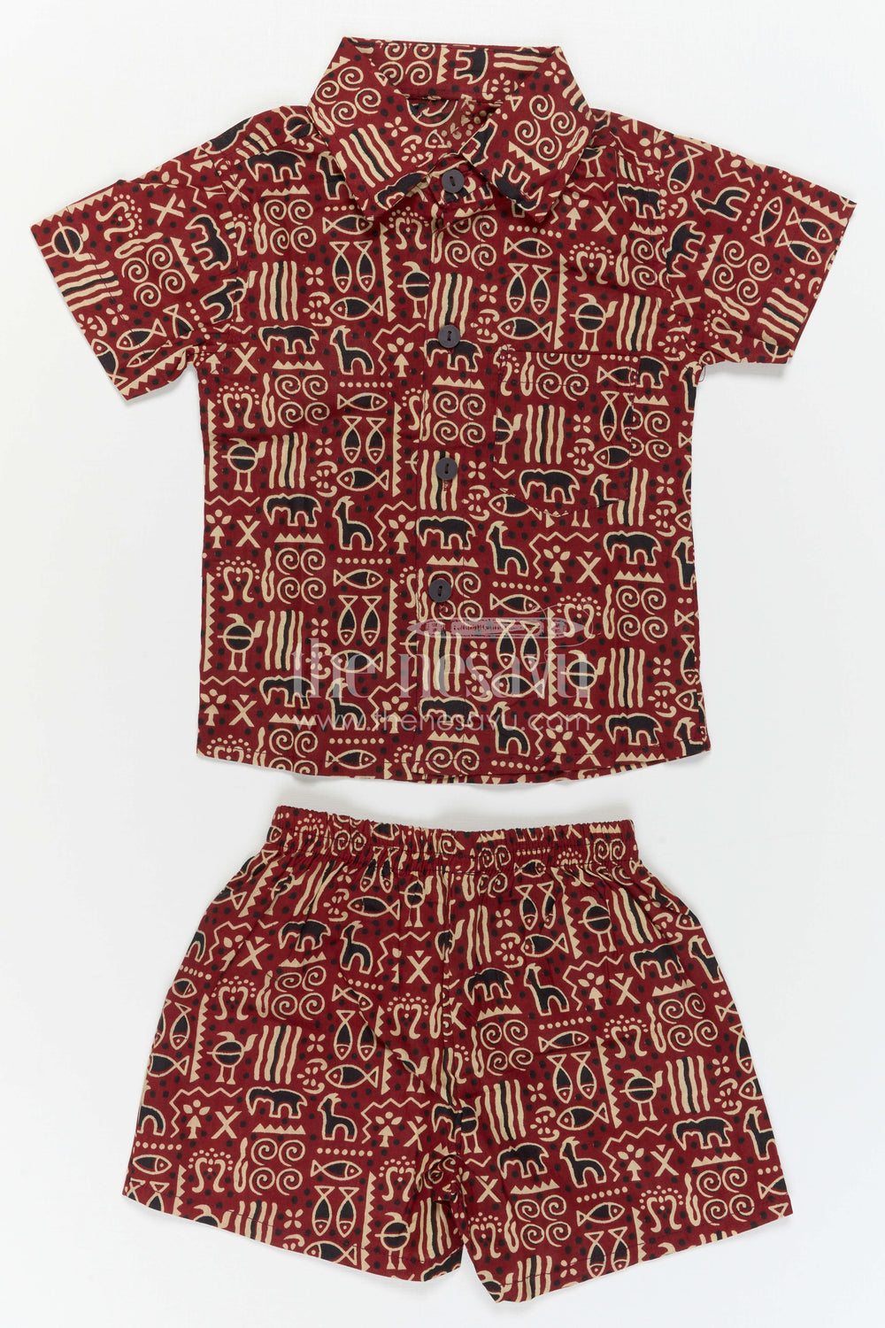 The Nesavu Boys Casual Set Boys Casual Co Ord Set for Playtime and Summer Days Nesavu Nesavu Boys Casual Cotton Co Ord Set For Playtime With Digital Print Shirt And Comfortable Shorts
