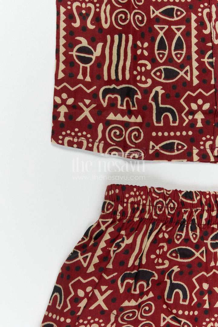The Nesavu Boys Casual Set Boys Casual Co Ord Set for Playtime and Summer Days Nesavu Nesavu Boys Casual Cotton Co Ord Set For Playtime With Digital Print Shirt And Comfortable Shorts