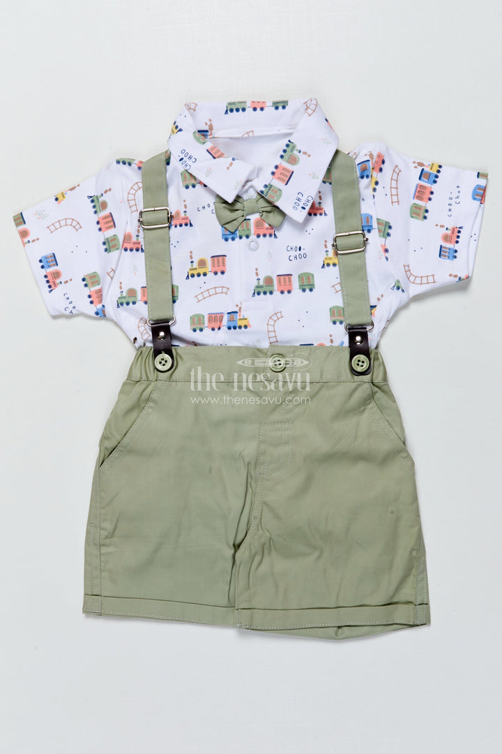 The Nesavu Boys Casual Set Boys Casual Cotton Outfit Set with Animal Print Shirt for Fun Outings Nesavu 16 (1Y) / Green BCS479A-16 Nesavu boys cotton casual set animal print shirt  perfect playdates outdoor fun