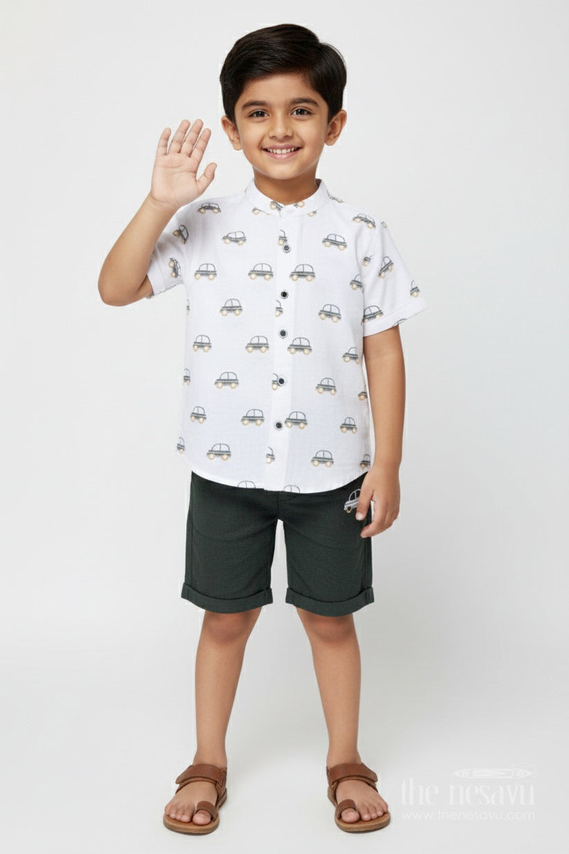 The Nesavu Boys Casual Set Boys Casual Cotton Set for Everyday Wear and Outdoor Play Nesavu 16 (1Y) / Green BCS328B-16 Nesavu boys muslin cotton casual set digital print daily wear outdoor fun