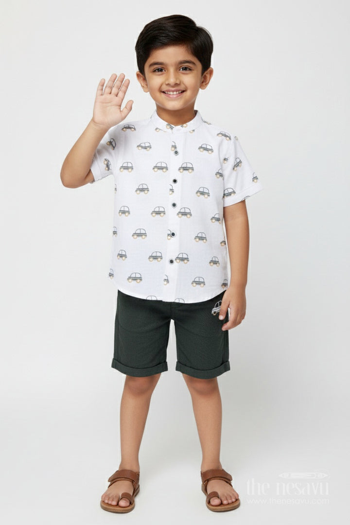 The Nesavu Boys Casual Set Boys Casual Cotton Set for Everyday Wear and Outdoor Play Nesavu 16 (1Y) / Green BCS328B-16 Nesavu boys muslin cotton casual set digital print daily wear outdoor fun