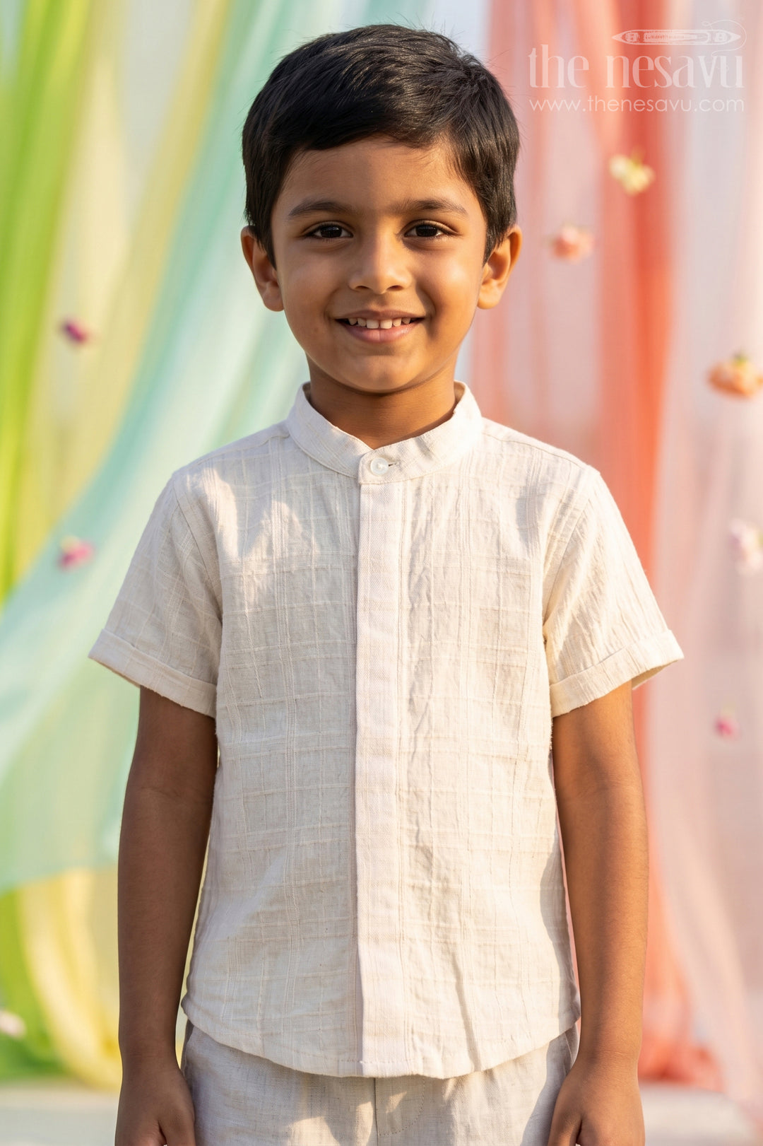 The Nesavu Boys Cotton Shirt Boys Casual Cotton Shirt for Holidays and Weekend Wear Nesavu 16 (1Y) / Beige / Cotton BS488A-16 Nesavu Boys Casual Cotton Shirt For Holidays And Comfortable Everyday Wear