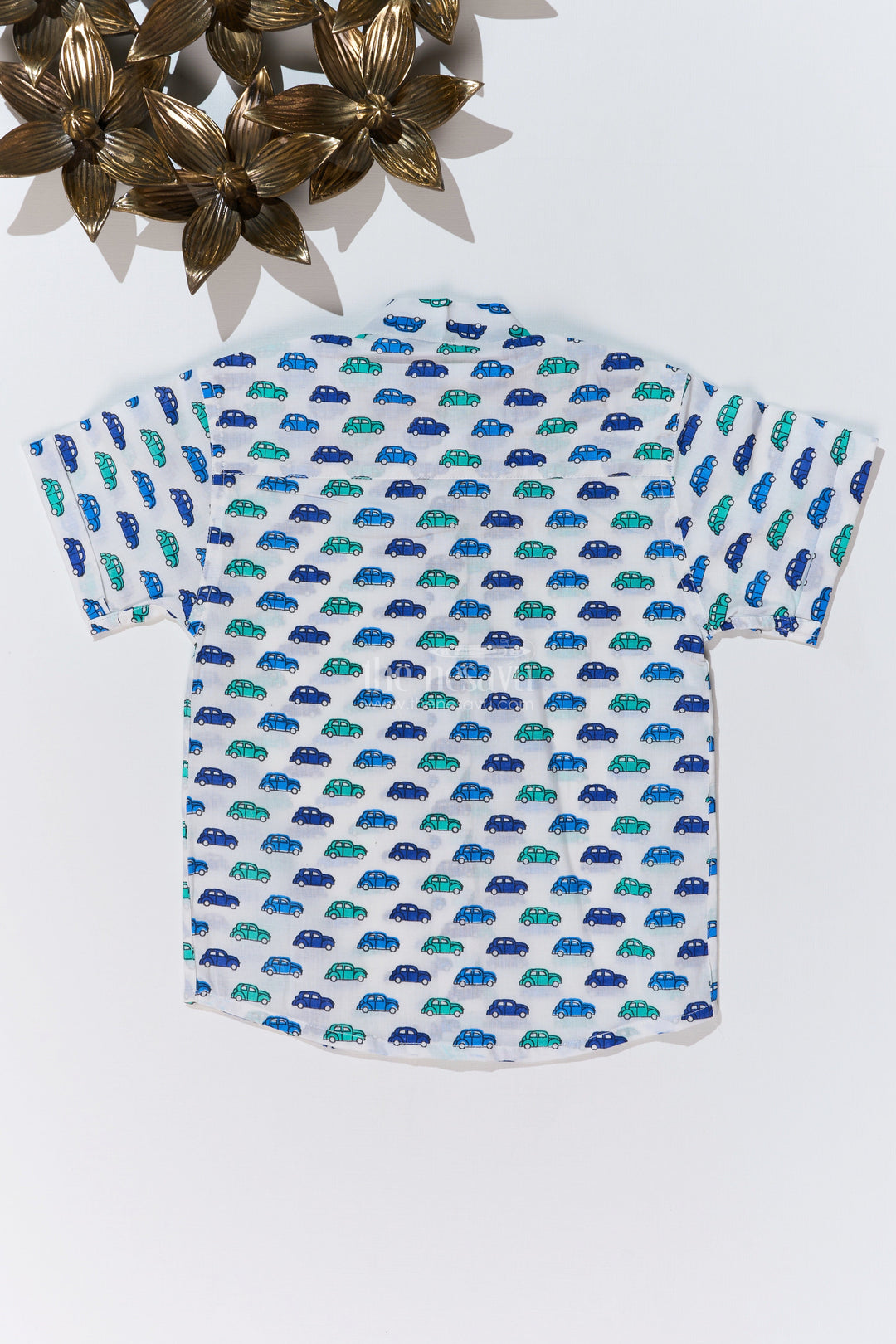 The Nesavu Boys Cotton Shirt Boys Casual Cotton Shirts in Soft Cotton Block Print with Fun Car Motif Nesavu Boys Casual Cotton Shirt Soft Cotton Block Print Car Motif | The Nesavu
