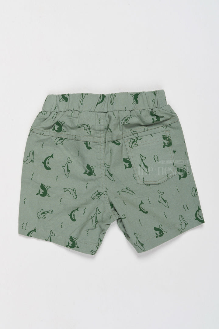 The Nesavu Boys Shorts Boys Casual Cotton Shorts with Fun Dolphin Print and Flexible Waist Nesavu Boys Cotton Casual Shorts Dolphin Print Adjustable Fit | The Nesavu