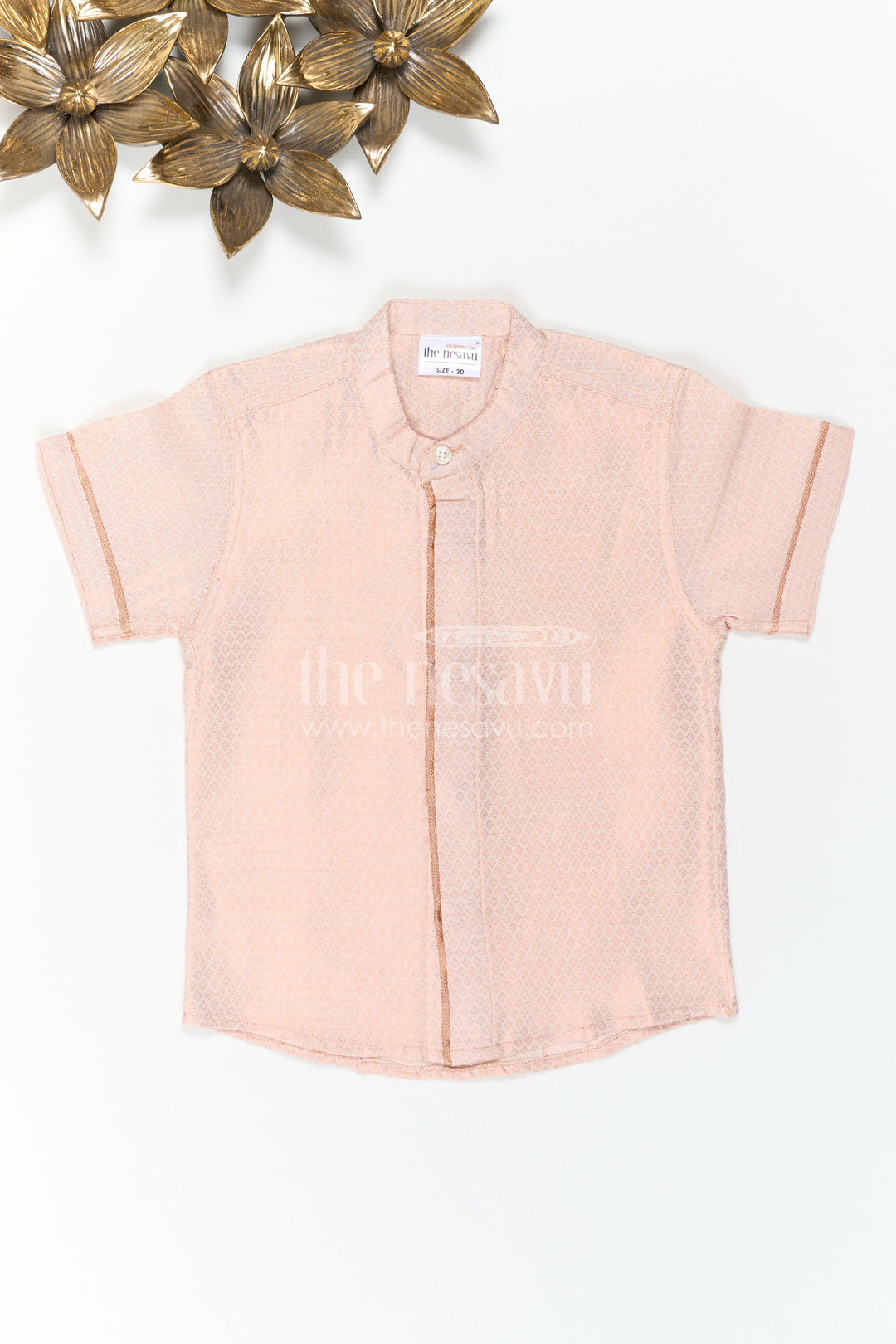 The Nesavu Boys Cotton Shirt Boys Casual Festive Shirt for Family Visits Nesavu 16 (1Y) / Pink / Cotton BS509B-16 Nesavu Boys Casual Festive Shirt For Family Visits With Cotton Comfort And Mandarin Collar