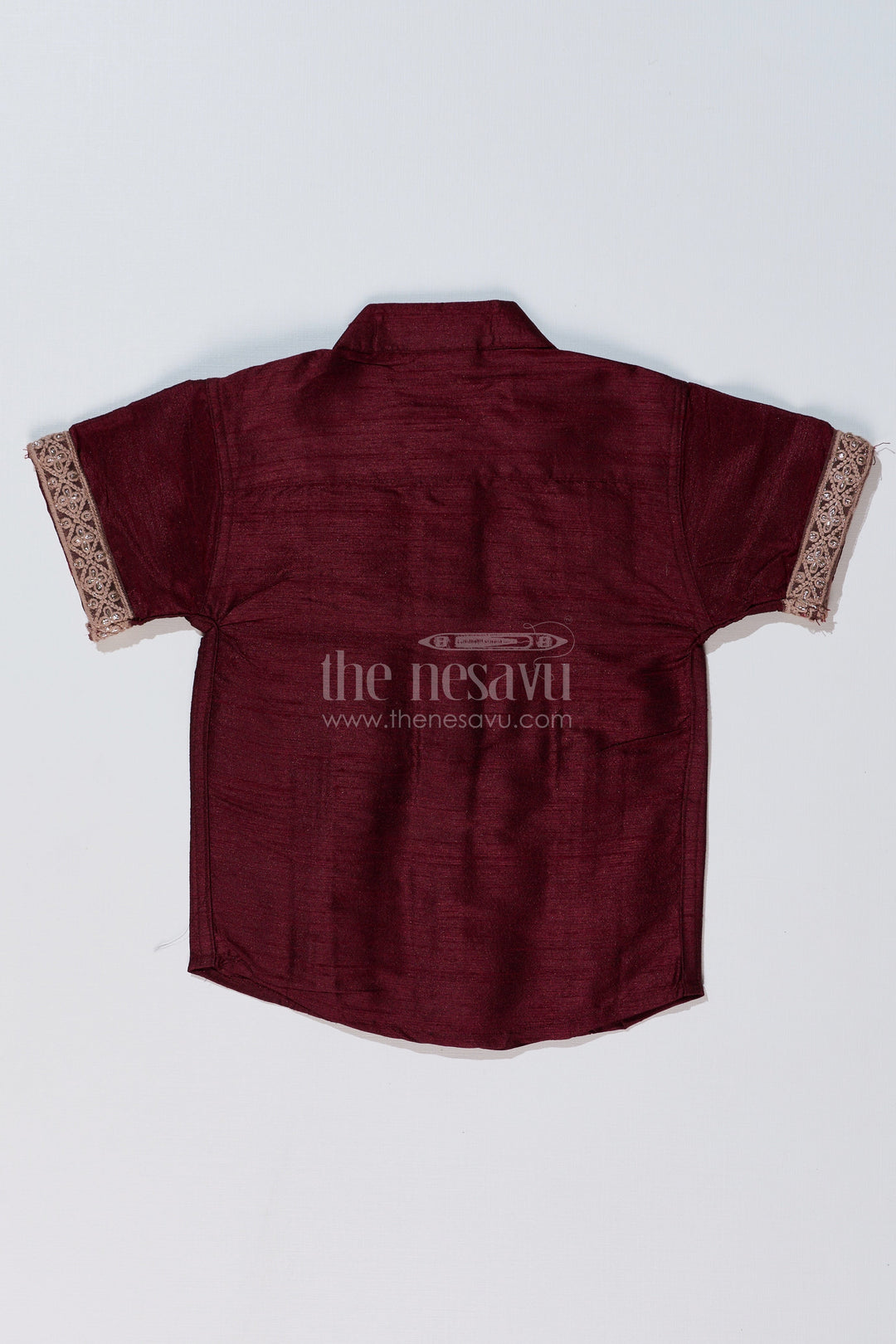The Nesavu Boys Silk Shirt Boys Casual Half Shirt with Silk Blend Fabric and Elegant Embroidery for a Stylish Traditional Look Nesavu Boys Casual Half Shirt Silk Blend Fabric Elegant Embroidery Traditional Wear | The Nesavu
