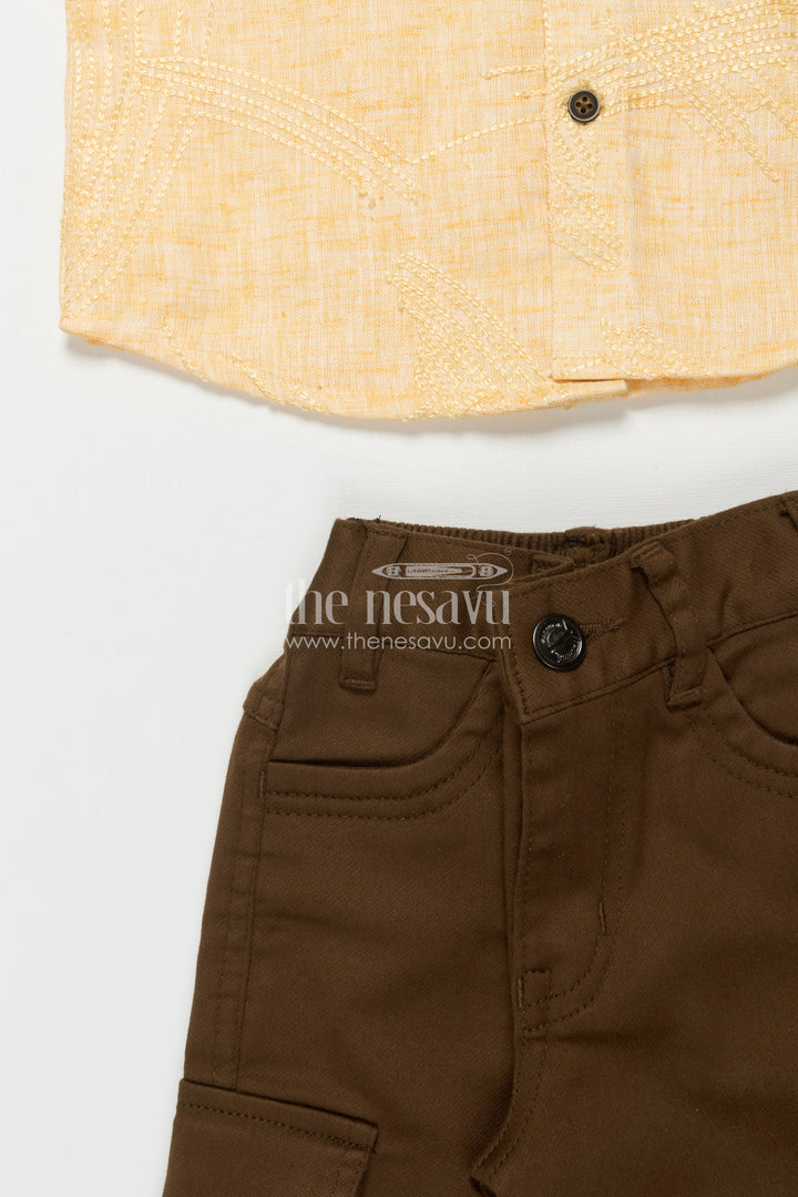 The Nesavu Boys Casual Set Boys Casual Outfit for Festive Functions and School Ethnic Day Nesavu Nesavu boys embroidered casual set cotton school ethnic day festive occasions