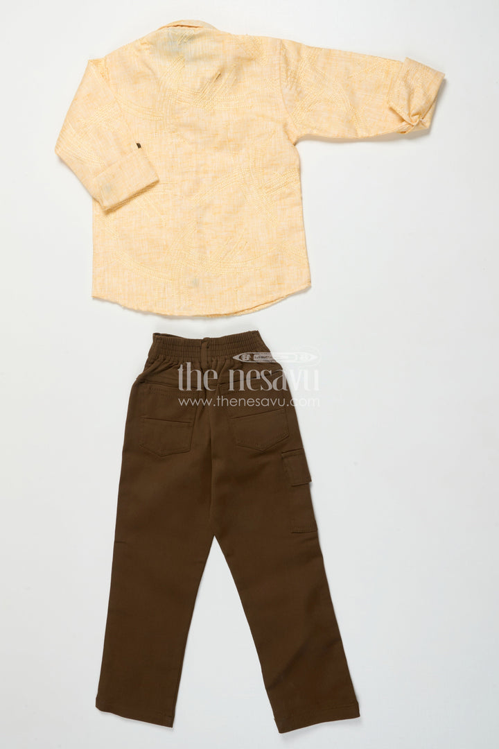 The Nesavu Boys Casual Set Boys Casual Outfit for Festive Functions and School Ethnic Day Nesavu Nesavu boys embroidered casual set cotton school ethnic day festive occasions