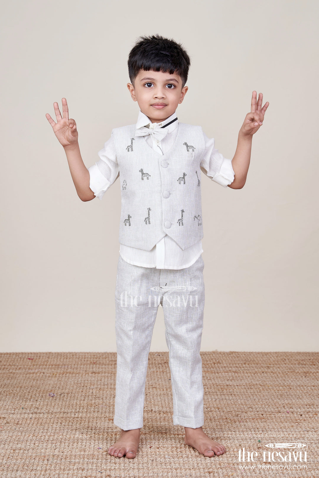 The Nesavu Boys Casual Set Boys Casual Set for Birthdays and Family Day Outings Nesavu 16 (1Y) / Green BCS224C-16 Nesavu boys casual outfit printed jacket birthdays smart family outings