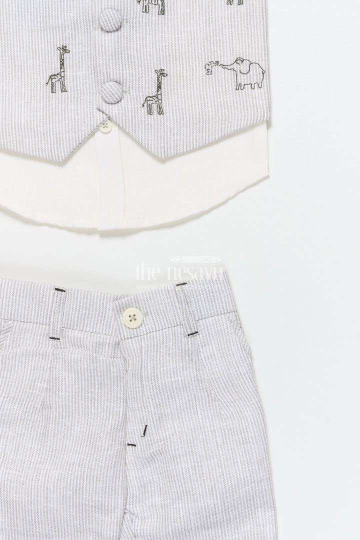 The Nesavu Boys Casual Set Boys Casual Set for Birthdays and Family Day Outings Nesavu Nesavu boys casual outfit printed jacket birthdays smart family outings