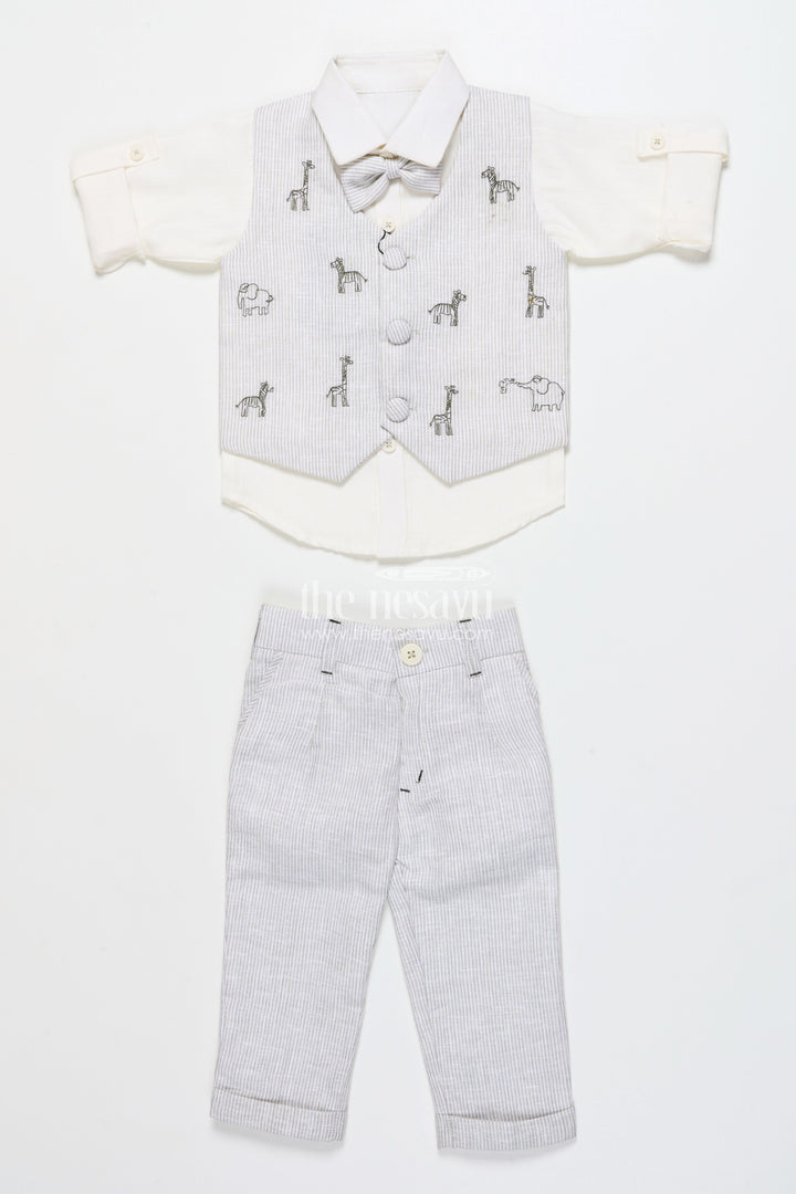 The Nesavu Boys Casual Set Boys Casual Set for Birthdays and Family Day Outings Nesavu Nesavu boys casual outfit printed jacket birthdays smart family outings