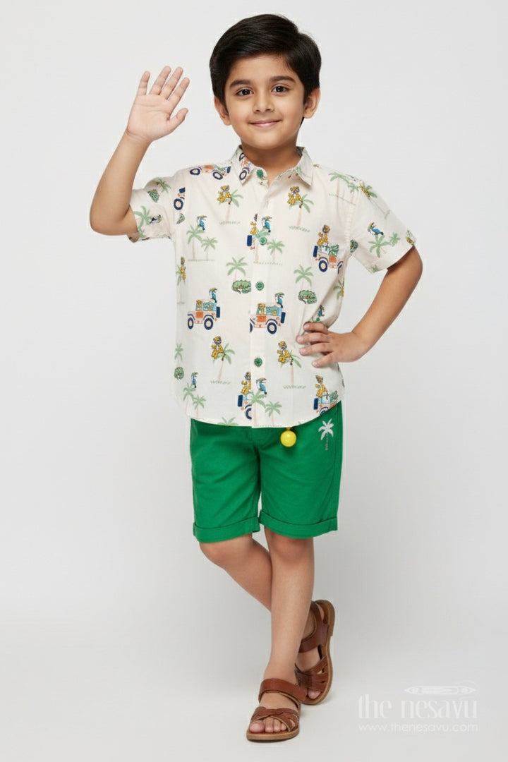 The Nesavu Boys Casual Set Boys Casual Set for Playtime and Family Outings Nesavu 16 (1Y) / Green BCS332A-16 Nesavu boys casual set cotton digital print playtime family outings