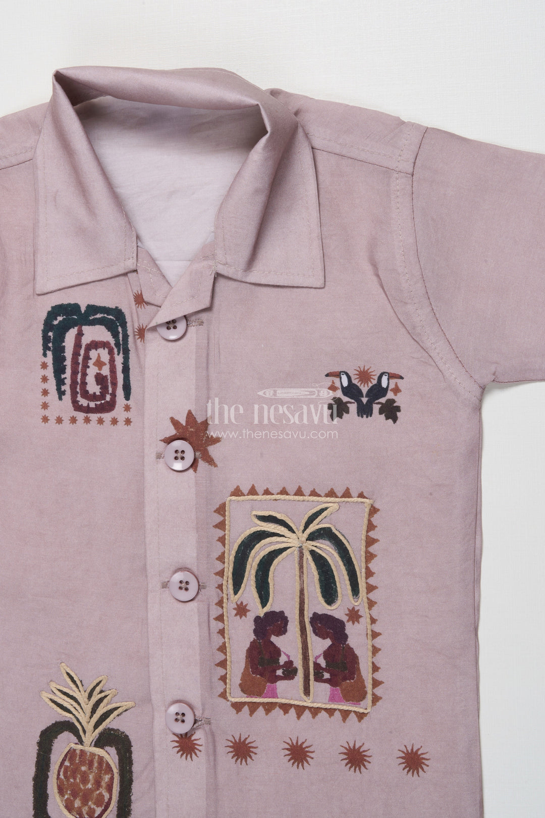 The Nesavu Boys Casual Set Boys Casual Shirt and Pant Set for Everyday Wear and Outings Nesavu Nesavu boys casual cotton blend shirt pant set embroidery daily wear outings