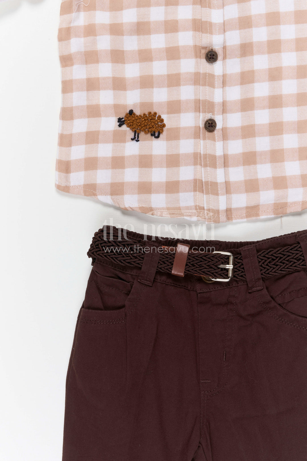 The Nesavu Boys Casual Set Boys Casual Shirt and Pant Set for Family Outings and Celebrations Nesavu Nesavu boys cotton checked shirt and pant set for family outings birthday parties and casual events