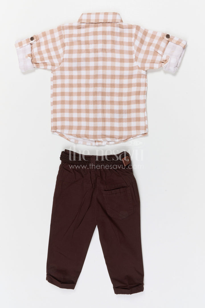 The Nesavu Boys Casual Set Boys Casual Shirt and Pant Set for Family Outings and Celebrations Nesavu Nesavu boys cotton checked shirt and pant set for family outings birthday parties and casual events