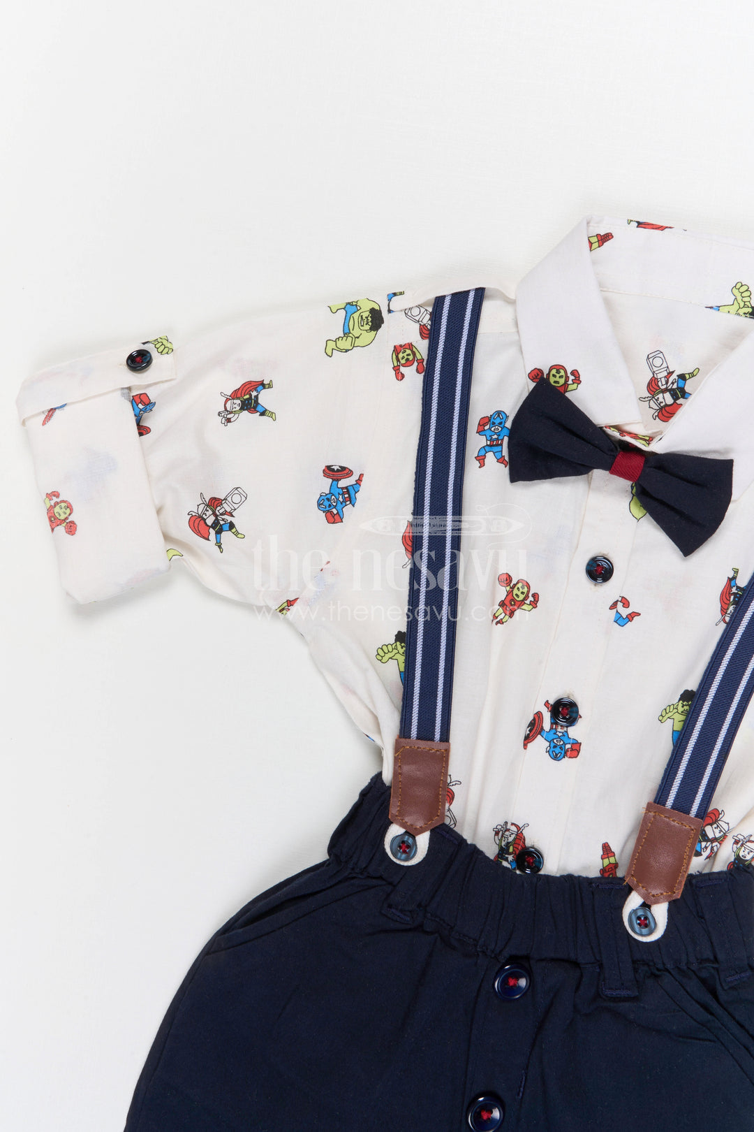 The Nesavu Boys Casual Set Boys Casual Shirt and Pant Set for Outings and Playdates Nesavu Nesavu boys cotton cartoon print shirt and pant set for outings playdates and casual everyday wear