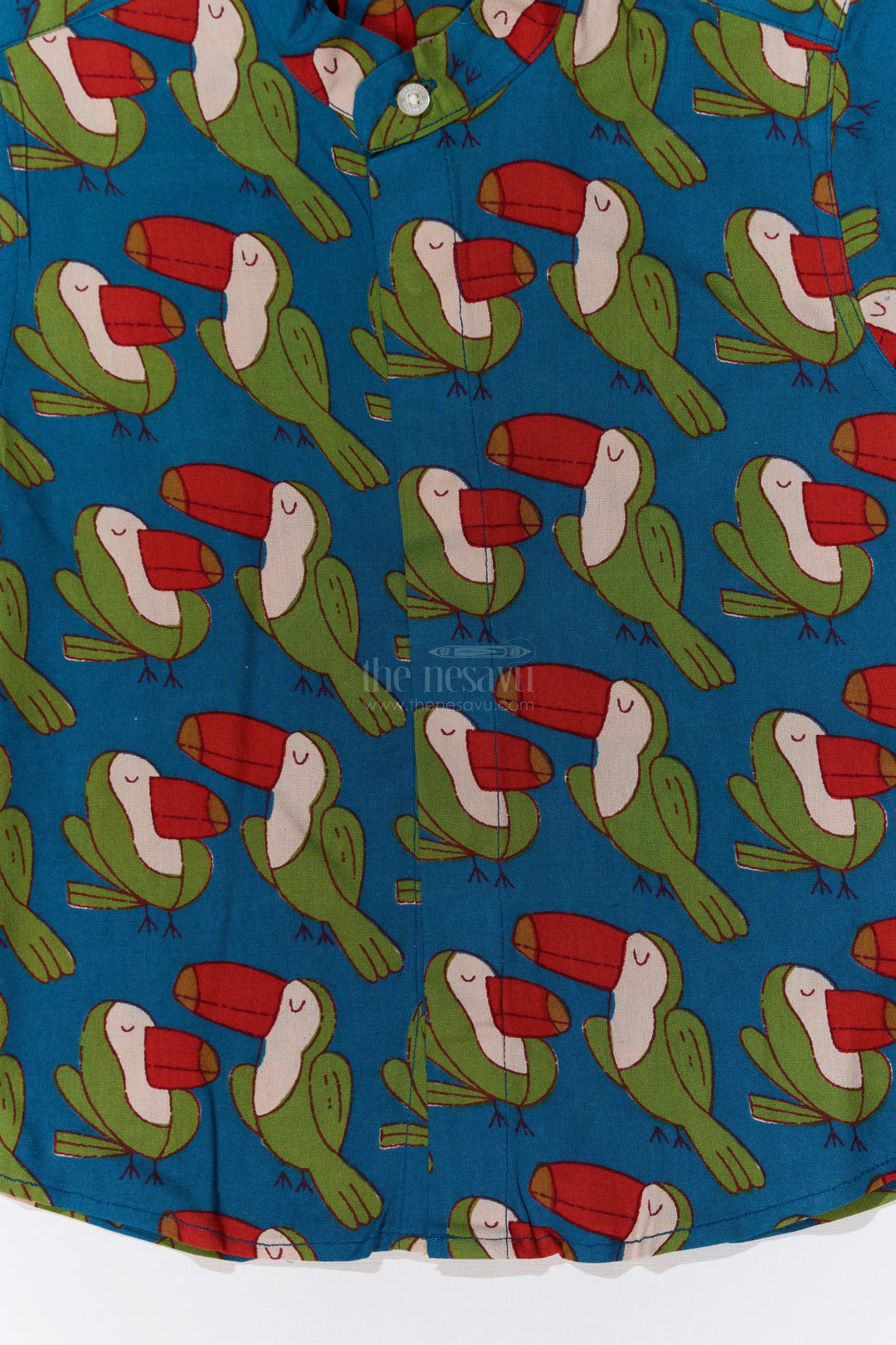 The Nesavu Boys Cotton Shirt Boys Casual Shirt Dress in Rayon with Exotic Toucan Bird Print for a Fun Look Nesavu Boys Casual Shirt Dress Soft Rayon Toucan Bird Print Playful Styling | The Nesavu