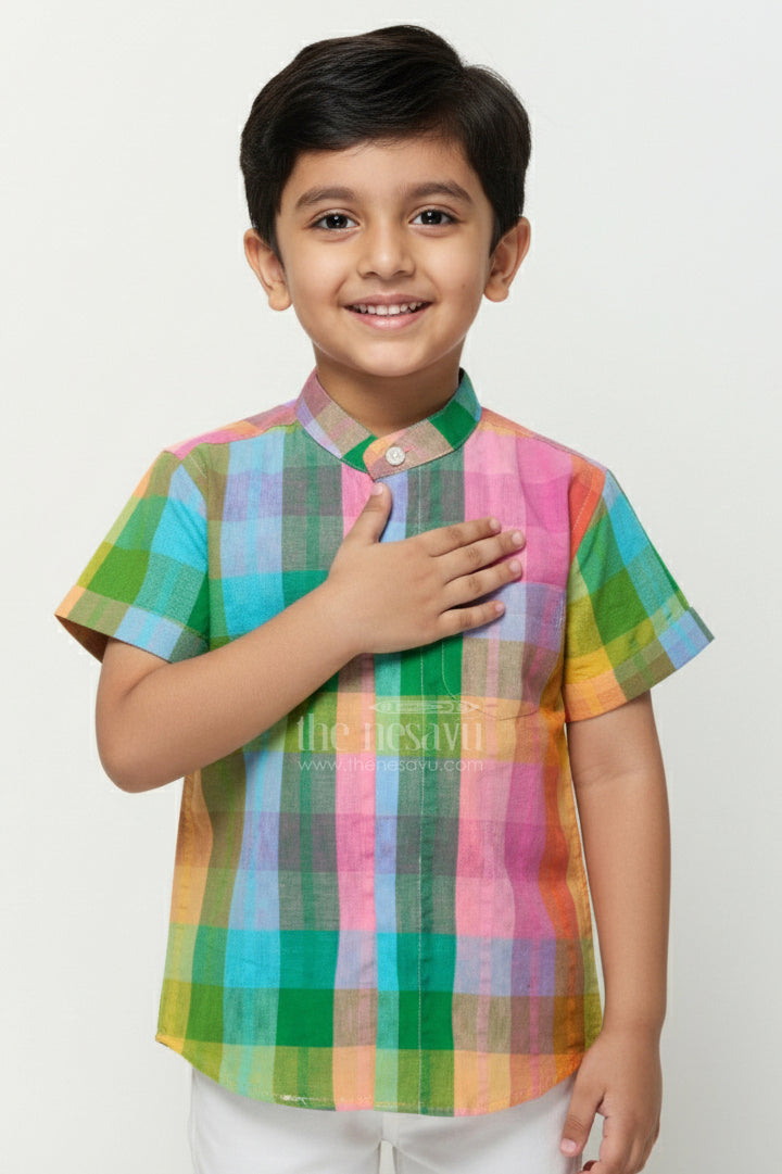 The Nesavu Boys Cotton Shirt Boys Casual Shirt for Family Outings and Everyday Wear Nesavu 16 (1Y) / Multicolor BS341A-16 Nesavu boys multicolour check shirt cotton birthdays casual events daily wear