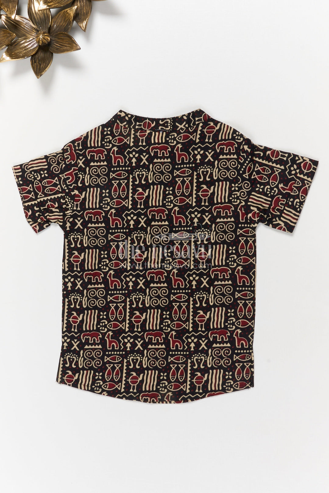 The Nesavu Boys Cotton Shirt Boys Casual Shirt with Ethnic Digital Print for Festive Dressing Nesavu Nesavu boys ethnic digital printed shirt – festive cotton wear for casual occasions