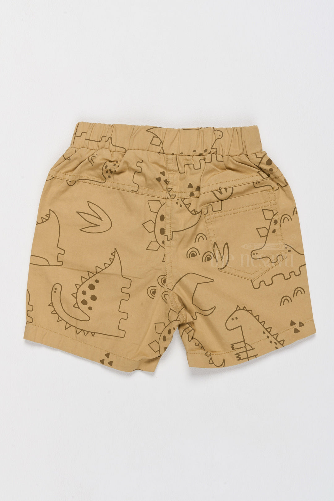 The Nesavu Boys Shorts Boys Casual Shorts with Fun Dino Print for Everyday Adventures Nesavu Boys Casual Shorts Dino Print Beige Comfortable Summer Outfit | The Nesavu