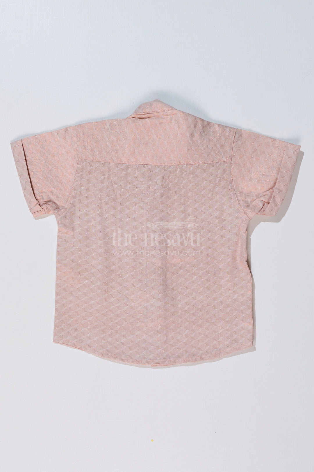 The Nesavu Boys Silk Shirt Boys Casual Silk Blend Shirt in Beige with Minimal Embroidery and Mandarin Collar Nesavu Boys Beige Silk Blend Shirt Embroidered Flamingo Mandarin Collar | The Nesavu