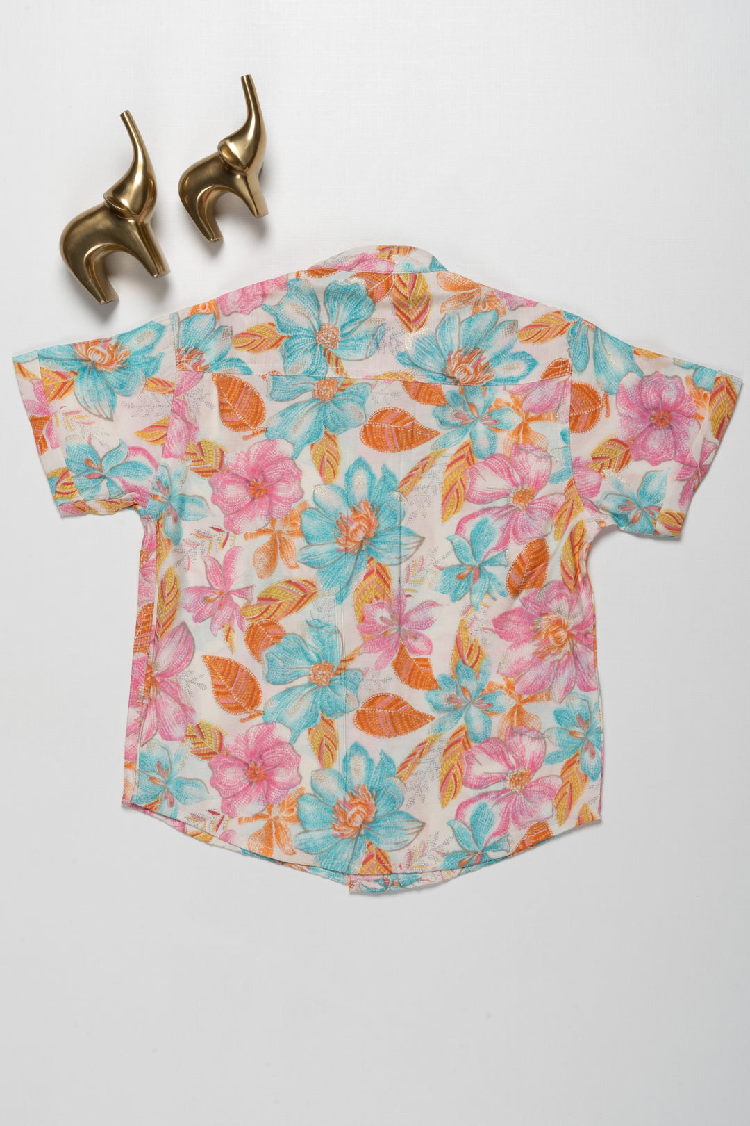 The Nesavu Boys Cotton Shirt Boys Chanderi Shirt with Vibrant Floral Print - Ideal for Spring and Summer Events Nesavu Boys Chanderi Shirt with Vibrant Floral Print | Ideal for Spring and Summer Events | The Nesavu