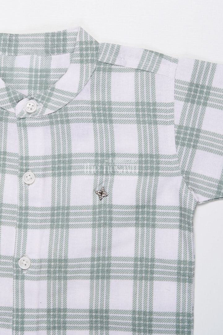 The Nesavu Boys Casual Set Boys Checked Cotton Shirt and Shorts Set for Everyday Summer Comfort Nesavu Nesavu boys checked cotton shirt shorts set summer outings daily wear