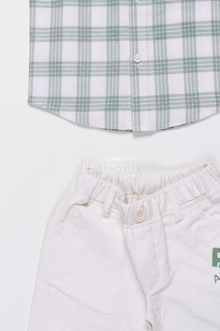 The Nesavu Boys Casual Set Boys Checked Cotton Shirt and Shorts Set for Everyday Summer Comfort Nesavu Nesavu boys checked cotton shirt shorts set summer outings daily wear