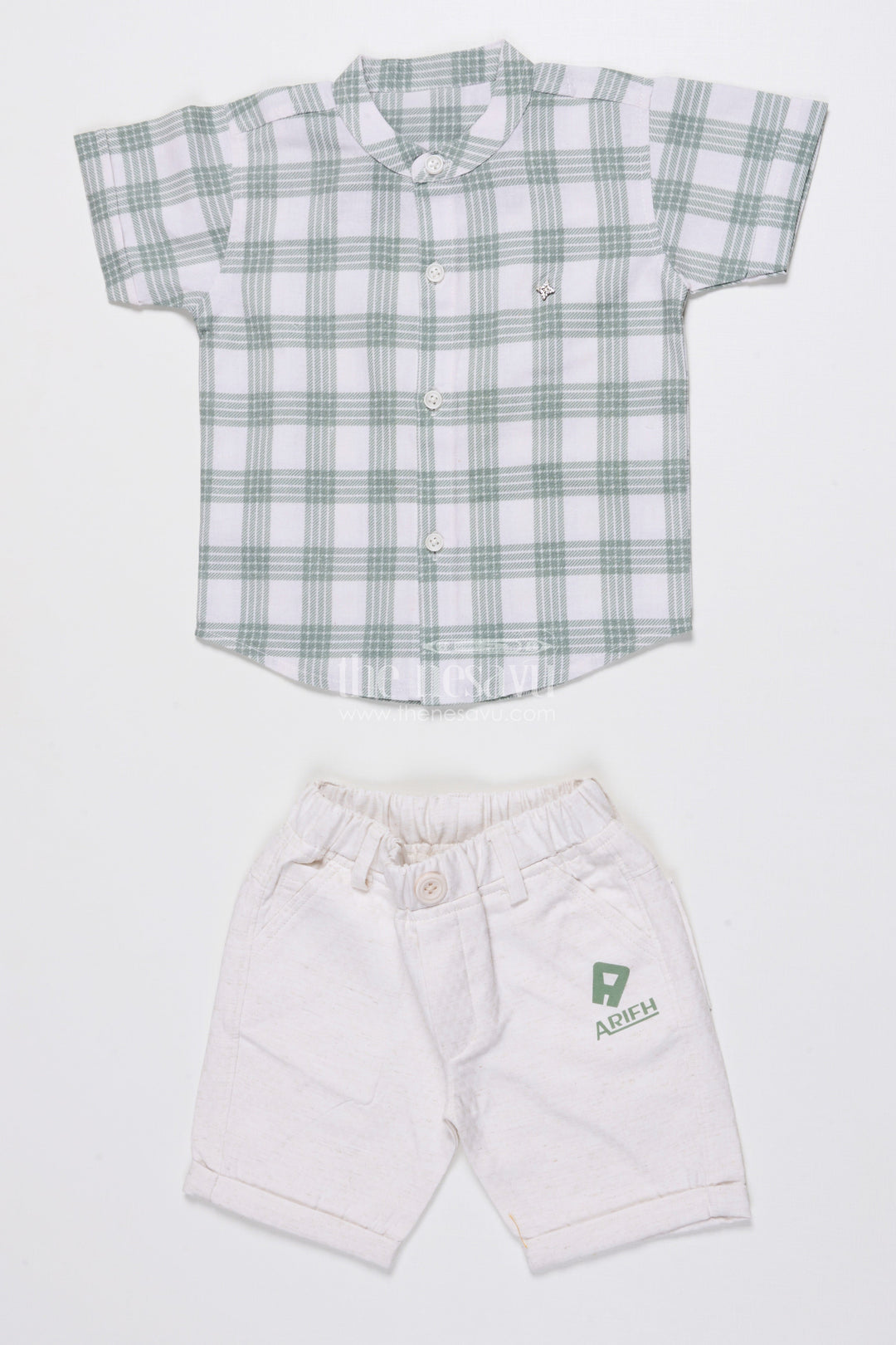 The Nesavu Boys Casual Set Boys Checked Cotton Shirt and Shorts Set for Everyday Summer Comfort Nesavu Nesavu boys checked cotton shirt shorts set summer outings daily wear