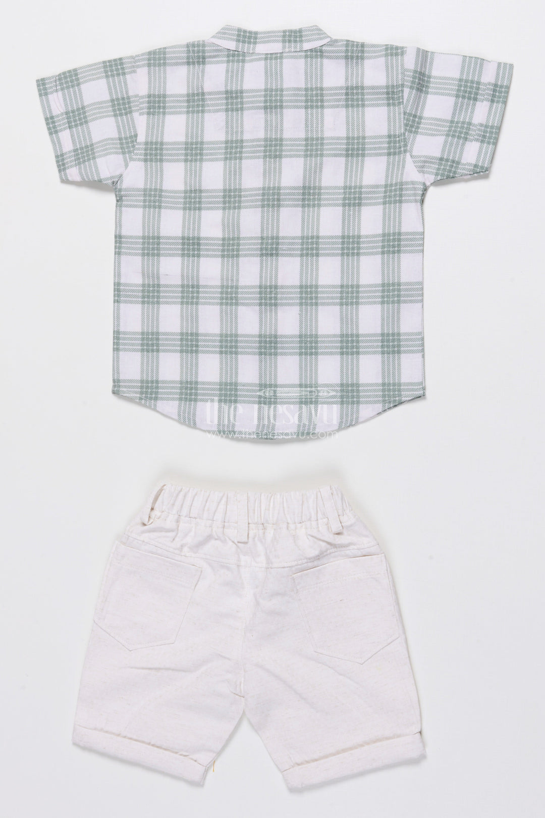 The Nesavu Boys Casual Set Boys Checked Cotton Shirt and Shorts Set for Everyday Summer Comfort Nesavu Nesavu boys checked cotton shirt shorts set summer outings daily wear