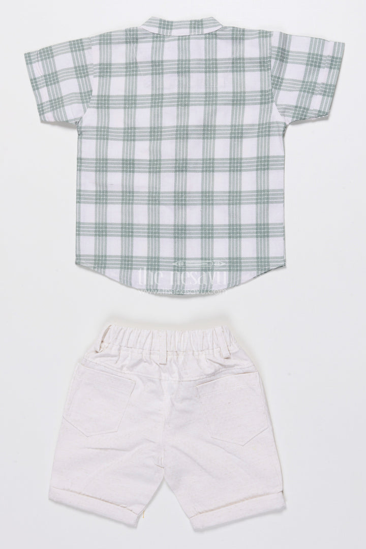 The Nesavu Boys Casual Set Boys Checked Cotton Shirt and Shorts Set for Everyday Summer Comfort Nesavu Nesavu boys checked cotton shirt shorts set summer outings daily wear