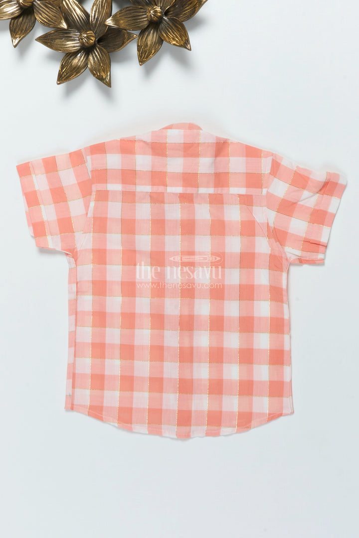 The Nesavu Boys Cotton Shirt Boys Checked Cotton Shirt for Summer Outings and School Wear Nesavu Nesavu boys cotton checked shirt school casual summer dressing