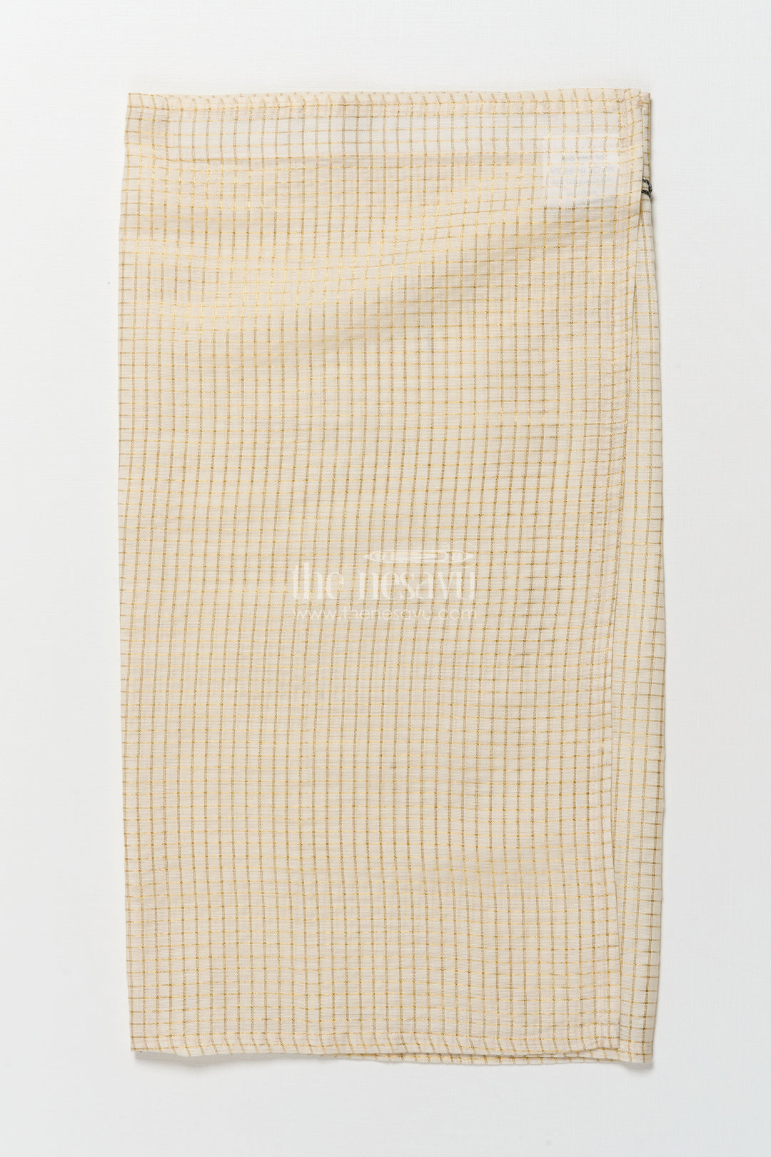 The Nesavu Boys Vesti Boys Checked Vesti for Ethnic Day and Religious Celebrations Nesavu 16 (1Y) / Cream D038B-16 Nesavu boys vesti subtle checked tissue design ethnic school days family pujas