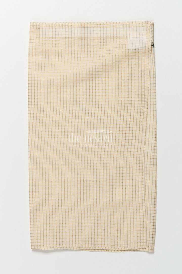 The Nesavu Boys Vesti Boys Checked Vesti for Ethnic Day and Religious Celebrations Nesavu 16 (1Y) / Cream D038B-16 Nesavu boys vesti subtle checked tissue design ethnic school days family pujas