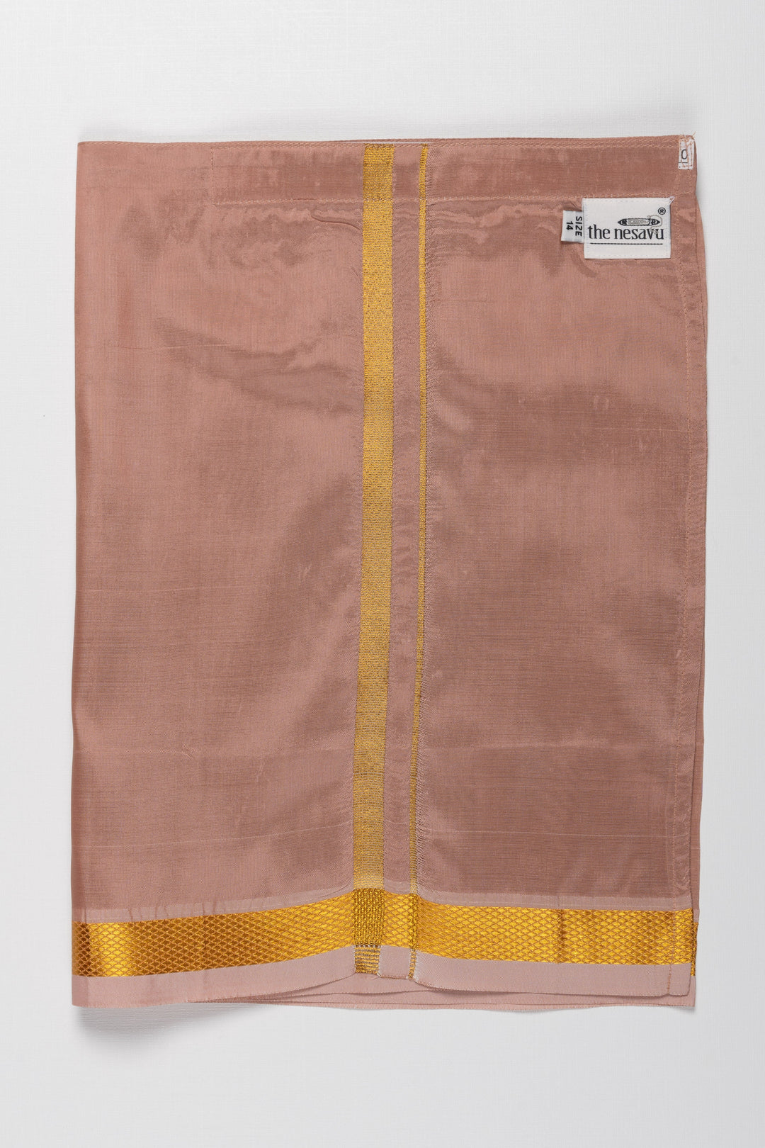 The Nesavu Boys Vesti Boys Classic Silk Dhoti in Rich Copper with Golden Accents Nesavu 14 (6M) / Brown / Blend Silk D008G-14 Buy Boys Copper Silk Dhoti Online | Traditional   Festive Wear | The Nesavu