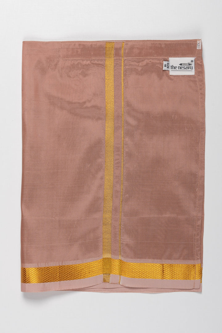 The Nesavu Boys Vesti Boys Classic Silk Dhoti in Rich Copper with Golden Accents Nesavu 14 (6M) / Brown / Blend Silk D008G-14 Buy Boys Copper Silk Dhoti Online | Traditional   Festive Wear | The Nesavu