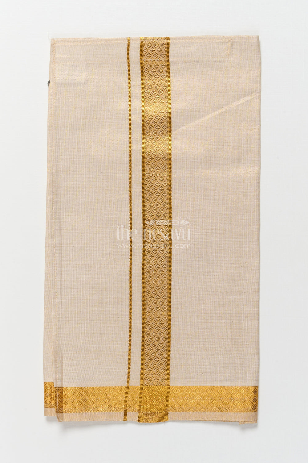 The Nesavu Boys Vesti Boys Classic Vesti for Temple Wear and School Ethnic Day Nesavu Nesavu boys tissue vesti gold border school ethnic wear traditional rituals