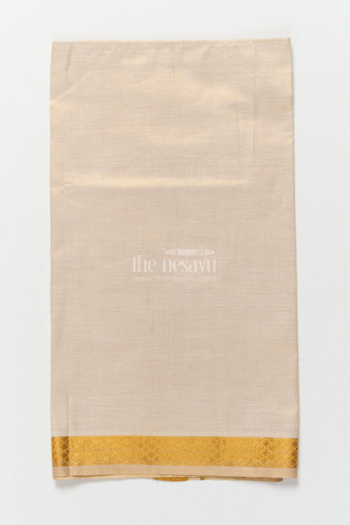 The Nesavu Boys Vesti Boys Classic Vesti for Temple Wear and School Ethnic Day Nesavu Nesavu boys tissue vesti gold border school ethnic wear traditional rituals