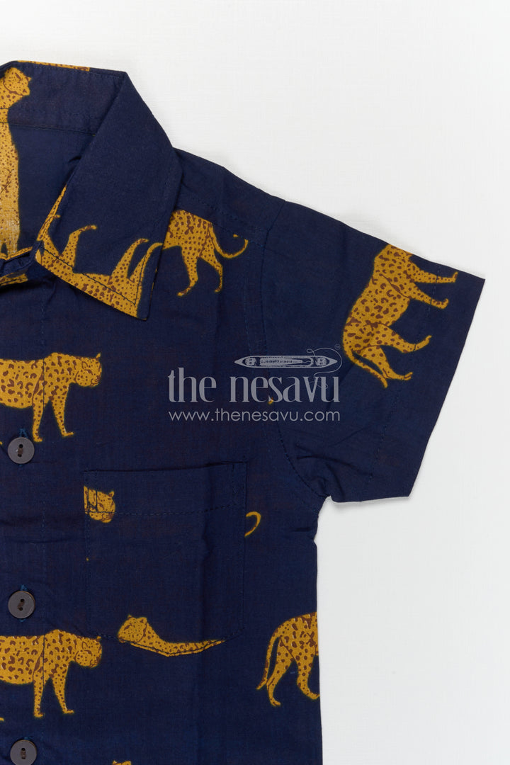 The Nesavu Boys Casual Set Boys Co Ord Set for Summer Outings and Casual Playtime Nesavu Nesavu Boys Cotton Co Ord Set For Summer Outings With Digital Print Shirt And Shorts Casual Wear
