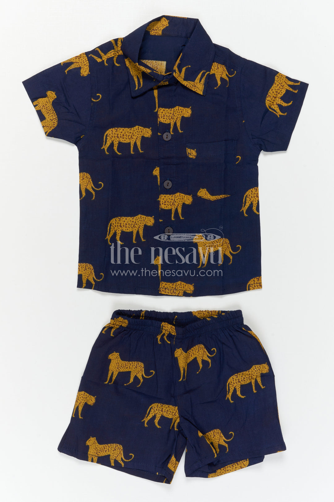 The Nesavu Boys Casual Set Boys Co Ord Set for Summer Outings and Casual Playtime Nesavu Nesavu Boys Cotton Co Ord Set For Summer Outings With Digital Print Shirt And Shorts Casual Wear