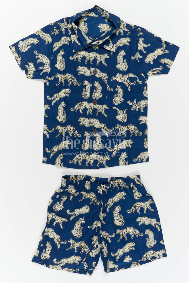 The Nesavu Boys Casual Set Boys Co Ord Set for Travel and Summer Vacation Wear Nesavu Nesavu Boys Cotton Co Ord Set For Travel And Vacation With Digital Print Shirt And Shorts Outfit